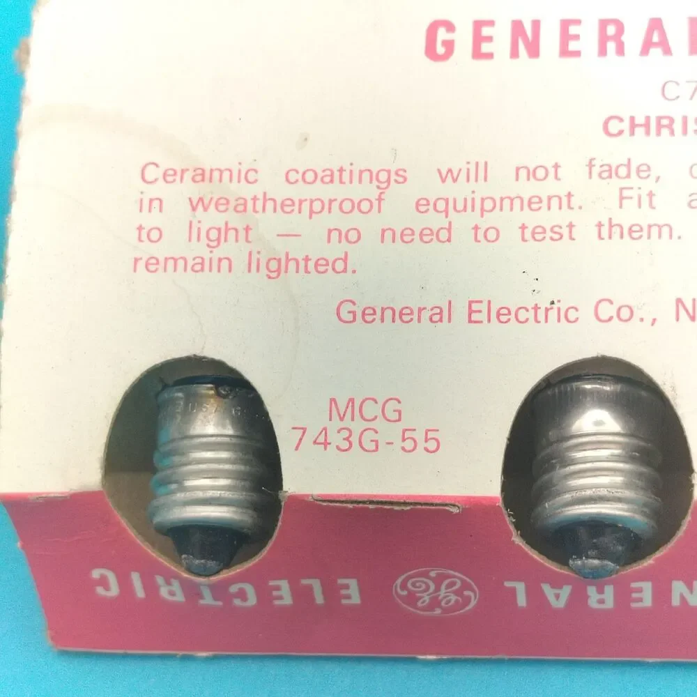 Vintage GE General Electric C7 1/2 Blue Christmas Light Bulbs 4-Pack Indoor
